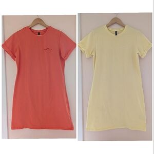 Lazypants Set Of 2 T-shirt Dresses Cotton Yellow & Orange Medium